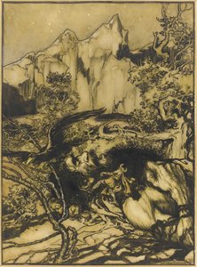 トールの巨人の国への旅、1901 作： Arthur Rackham