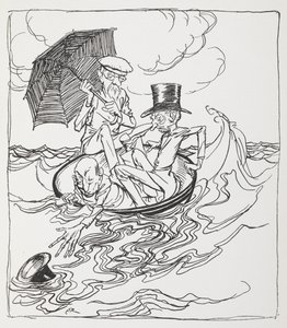 Kolme miestä kulhossa merellä. 作： Arthur Rackham
