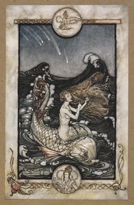 船乗りの音楽を聞くために」。 「真夏の夜の夢」の一場面。 作： Arthur Rackham