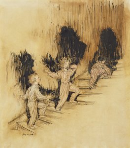 Twas the Night Before Christmas、イラスト：The Night Before Christmas、クレメントC.ムーア作、1931年（紙にペンとインクとトイレ） 作： Arthur Rackham
