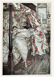 ヴィーナスと猫、「イソップ寓話」のイラスト、ハイネマン発行、1912年（カラーリソ） 作： Arthur Rackham