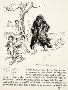 1917年に出版されたグリム兄弟の「Little Brother & Little Sister and Other Tales」から、「Little Brother & Little Sister and Other Tales」を見た人は逃げ出した。 作： Arthur Rackham