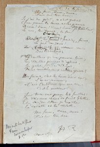 アルチュール・ランボーの詩「Les fetes de la faim」の手稿 1872年8月シャルルヴィル、ランボー美術館（Musee Rimbaud 作： Arthur Rimbaud