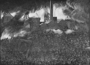 フェザーストーンの暴動: 人々に向けて発砲する兵士たち、1893 年から 1906 年 作： Arthur Salmon