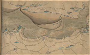 120,000。 提供されます。 北を下に向けます。 絵で示されているレリーフ。 絵地図。 フンメル購入 1930年 No. 34. 銭塘江沿いの地域、特に浙江省の杭州湾の一部を示しています。 図書館からも入手可能 o 作： Arthur W. Hummel