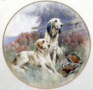 ライチョウのブレースを守るセッターのペア 作： Arthur Wardle