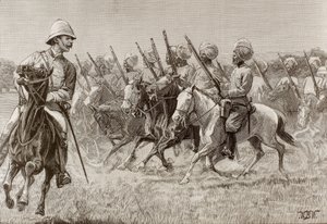 大英帝国（19世紀）。ビルマの新連隊第2連隊の騎兵中隊。エングレーヴィング。 作： Artist Unknown