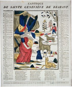 聖ジュヌヴィエーヴ・ド・ブラバンの聖歌 - 木版画。 作： Artist Unknown