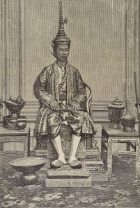 ラーマ5世（1853-1910）。チャクリー家第5代君主。エングレーヴィング。個人蔵 作： Artist Unknown