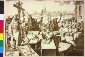 ユダヤ人を追放し、レオポルトシュタットに神の家を建てさせた皇帝レオポルト1世 作： Artist Unknown