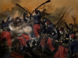 クリミア戦争、マラコフの戦いでのフランス兵（カッセルの『イングランド史』より）（印刷物 作： Artist Unknown