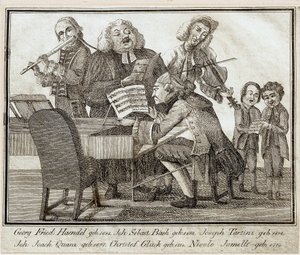 ゲオルク・フリードリヒ・ヘンデル（1685-1759）（紙に水彩、インク） 作： Artist Unknown
