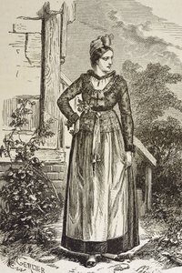 ドイツ（19世紀）。社会（1879年）。アルザス。この地方の女性たち。今、アルザスはドイツ帝国議会（1871年～1918年）に握られている。エングレーヴィング。個人蔵 作： Artist Unknown