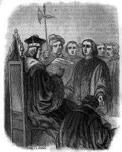 1451年に不正行為で逮捕され、獄門に処され、財産を没収されたフランスの実業家ジャック・クールの判決。 作： Artist Unknown