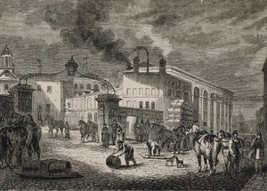 ロンドンのバークレイズ・パブの正面ドア。The Pictorial Gallery of Arts」に掲載。 作： Artist Unknown