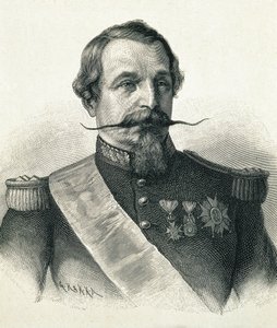 ナポレオン3世、シャルル＝ルイ・ナポレオン・ボナパルト（1808-1873）。第2共和制大統領（1848-1852）、フランス皇帝（1852-1870）。ナポレオン3世の肖像。エングレーヴィング。 作： Artist Unknown