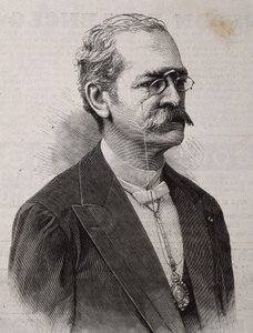 パルマ、リカルド（1833-1919）。ペルーの作家、学者、司書、政治家。エングレーヴィング。 作： Artist Unknown
