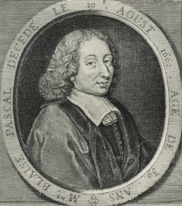パスカル、ブレーズ（1623-1662）。フランスの数学者、物理学者、哲学者。エングレーヴィング 作： Artist Unknown
