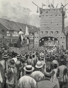 フィリピン（1899年）。マニラでの抗議行動。(エングレーヴィング） 作： Artist Unknown