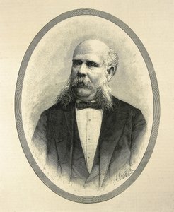 リウス・イ・タウレ、フランセスク・デ・パウラ（1833-1889）。スペインの弁護士、政治家。バルセロナ市長、1888年バルセロナ万国博覧会の推進者。A. Carreteroの "La Ilustracion Espanola y Americana "に掲載された肖像画。エングレーヴィング。 作： Artist Unknown