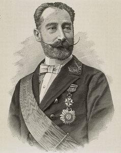 サルバドール・ロドリガネス、アモス（1845-1922）。スペインの政治家、エンジニア。エングレーヴィング。