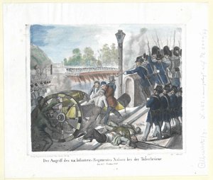 k.k.歩兵連隊の攻撃1848年10月6日、タボル橋におけるナッサウ歩兵連隊の攻撃