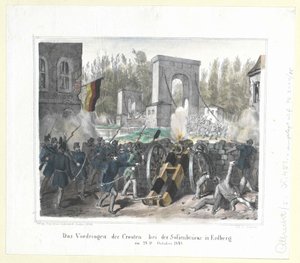 1848年10月28日、エルドベルクのソフィエンブルッケにおけるクロアチア人の侵入