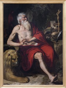 瞑想する聖ヒエロニムス、Artus Wolffort (1581-1641) 作とされる絵画。 写真、KIM Youngtae、リヨン、Musee des Beaux Arts de Lyon。 作： Artus Wolfaerts or Wolffort