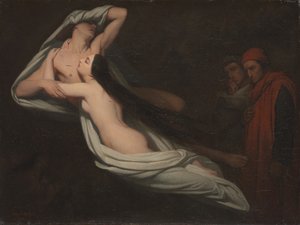 ダンテとバージルがフランチェスカダリミニとパオロの色合いに会う、1851年 作： Ary Scheffer