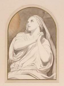 恍惚のマグダラのマリア 1858年頃 （紙に鉛筆、クレヨン、水彩、水彩、インク） 作： Ary Scheffer