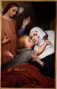 慈愛に満ちた子供 幼い子供が、アリシテの女性にキスをする。アリー・シェファー（1795-1858）作 1840年 ナント美術博物館蔵 作： Ary Scheffer