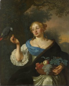 オウムを持つ若い女性 作： Ary de Vois