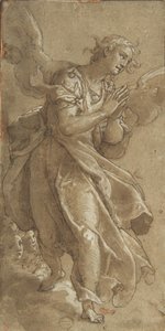 立っている天使と 2 人のケルビム。 1566年。 作： Ascribed to Federico Zuccaro.