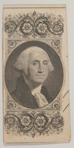 紙幣のモチーフ: 装飾パネルに描かれたジョージ ワシントンの肖像 1824-37。 作： Asher Brown Durand.