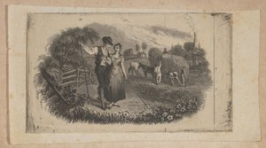 農村産業を象徴する干し草製造業者と紙幣のビネット、カリフォルニア州。 1824-37。