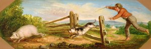 豚を追いかける少年、1836年 作： Asher Brown Durand