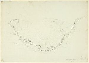 山のカルデラベスビオ、ナポリ、イタリア、1841年（紙に黒鉛）
