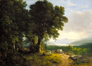 幌馬車のある風景（キャンバスに油彩） 作： Asher Brown Durand