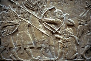 ティルトゥバの戦いでのアシュルバニパル、紀元前650〜620年 作： Assyrian