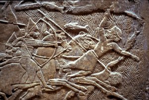 ティルトゥバの戦いでのアシュルバニパル、紀元前650〜620年 作： Assyrian