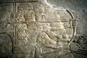 王室のライオン狩り中のアシュルナシルパル2世、紀元前650〜620年 作： Assyrian