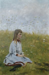 花の草原の少女、1885年頃（キャンバスに油彩）