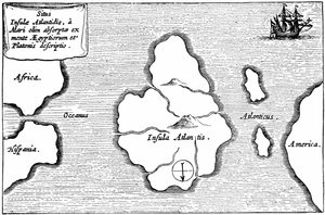 「Mundus Subterraneus」からのアトランティスの地図