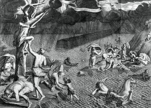大洪水の情景、1675年 作： Athanasius Kircher