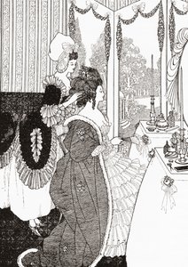 The Toilet after Aubrey Beardsley」。1909年に出版されたEduard Fuchs著『Illustrierte Sittengeschichte vom Mittelalter bis zur Gegenwart』より。 作： Aubrey (after) Beardsley