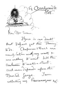 フレデリックエヴァンス宛の直筆の手紙の最初のページ、1893年 作： Aubrey Beardsley