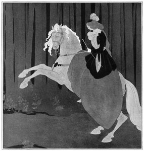 飼育馬に乗っている女性、1898年。 作： Aubrey Beardsley