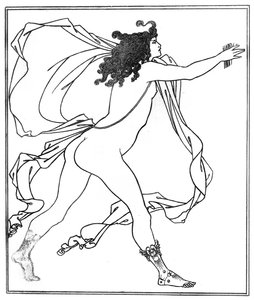 ダフネを追うアポロ（ペン＆インク 作： Aubrey Beardsley