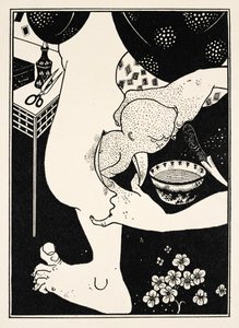 脚のふくらはぎからの誕生、「ルシアンの真実の歴史」からのイラスト、1894年頃（エングレーヴィング 作： Aubrey Beardsley