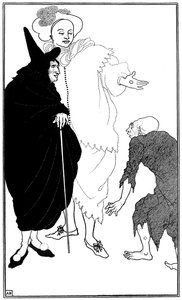 モリエール作「ドン・ファン」より、ドン・ファン、スガナレル、乞食のイラスト 作： Aubrey Beardsley